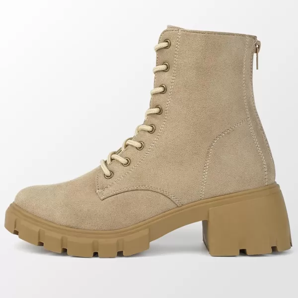 MUSSHOE Women's Ankle Bootie Lace-up Combat Boots Womens Suede Boots for Women Zipper