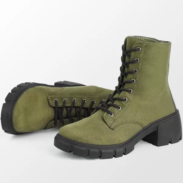 MUSSHOE Women's Ankle Bootie Lace-up Combat Boots Womens Suede Boots for Women Zipper