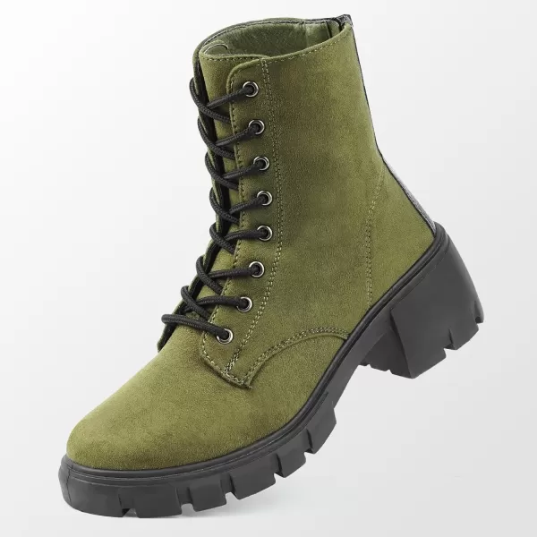 MUSSHOE Women's Ankle Bootie Lace-up Combat Boots Womens Suede Boots for Women Zipper