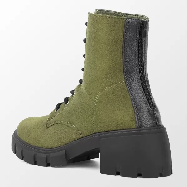 MUSSHOE Women's Ankle Bootie Lace-up Combat Boots Womens Suede Boots for Women Zipper