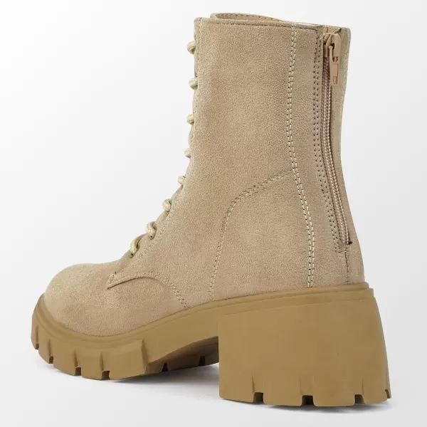 MUSSHOE Women's Ankle Bootie Lace-up Combat Boots Womens Suede Boots for Women Zipper