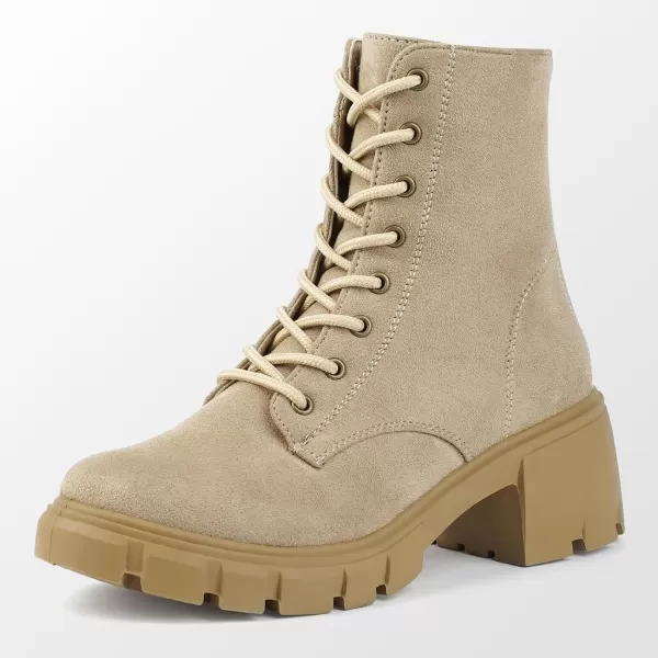 MUSSHOE Women's Ankle Bootie Lace-up Combat Boots Womens Suede Boots for Women Zipper