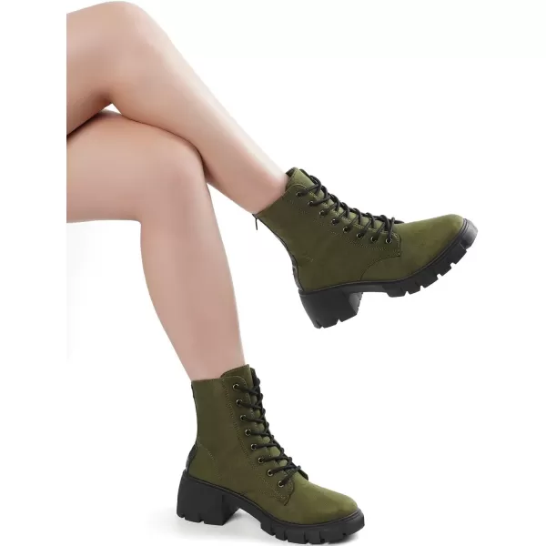 MUSSHOE Women's Ankle Bootie Lace-up Combat Boots Womens Suede Boots for Women Zipper
