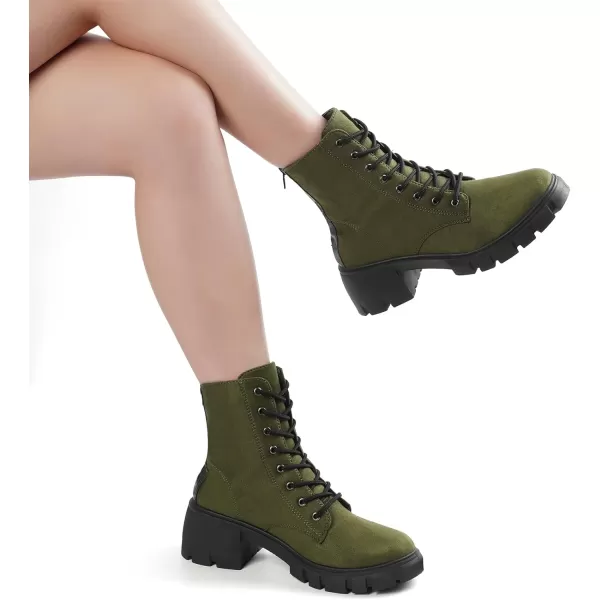MUSSHOE Women's Ankle Bootie Lace-up Combat Boots Womens Suede Boots for Women Zipper