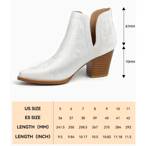 MUSSHOE Women's Ankle Boots Western Embroidered Cowboy Boots Pointed Toe Low Heel Cowgirl Boots