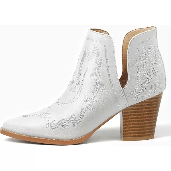 MUSSHOE Women's Ankle Boots Western Embroidered Cowboy Boots Pointed Toe Low Heel Cowgirl Boots