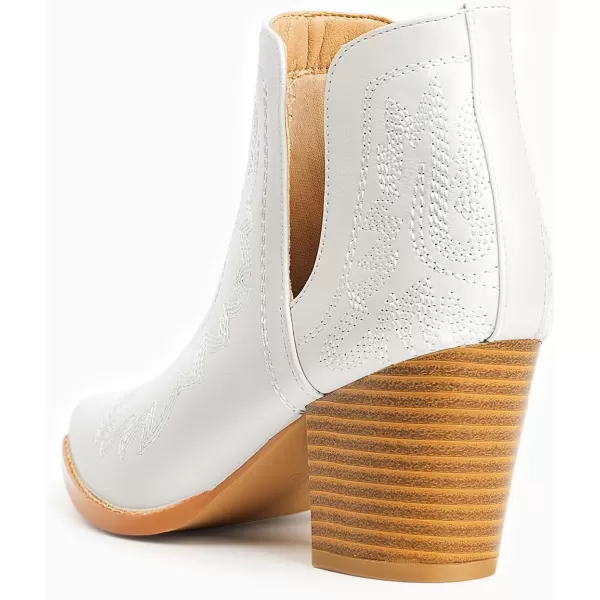 MUSSHOE Women's Ankle Boots Western Embroidered Cowboy Boots Pointed Toe Low Heel Cowgirl Boots