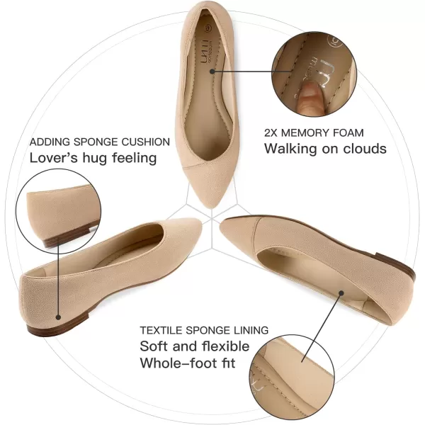MUSSHOE Women’s Ballet Flat Shoes Comfortable Pointed Toe Slip on Black Shoes for Woman Classic Soft Shoes