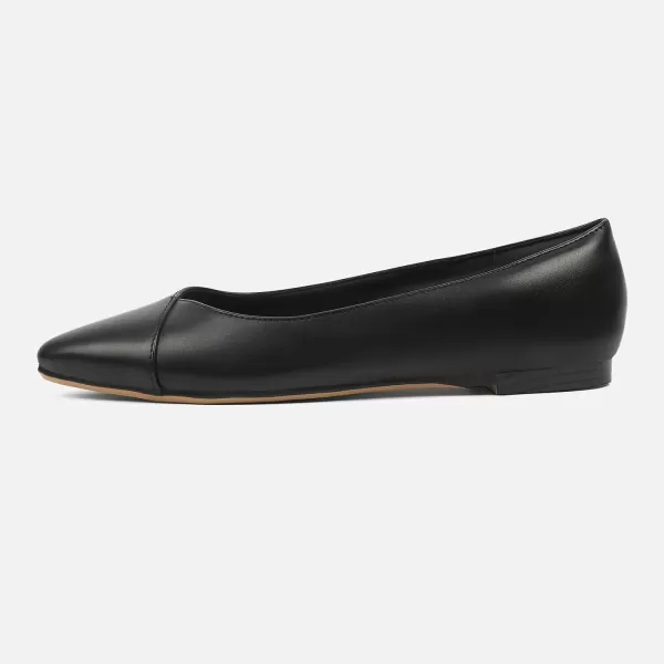 MUSSHOE Women’s Ballet Flat Shoes Comfortable Pointed Toe Slip on Black Shoes for Woman Classic Soft Shoes
