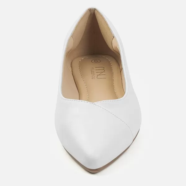 MUSSHOE Women’s Ballet Flat Shoes Comfortable Pointed Toe Slip on Black Shoes for Woman Classic Soft Shoes