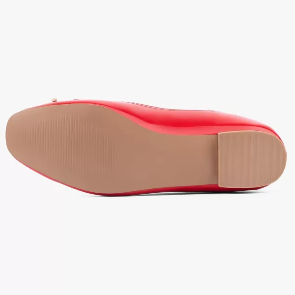 MUSSHOE Women's Ballet Flats Shoes Dressy Comfortable Square Toe Patent Flat with Bow
