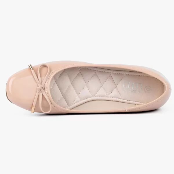 MUSSHOE Women's Ballet Flats Shoes Dressy Comfortable Square Toe Patent Flat with Bow