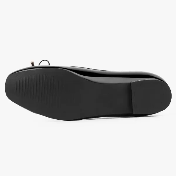 MUSSHOE Women's Ballet Flats Shoes Dressy Comfortable Square Toe Patent Flat with Bow