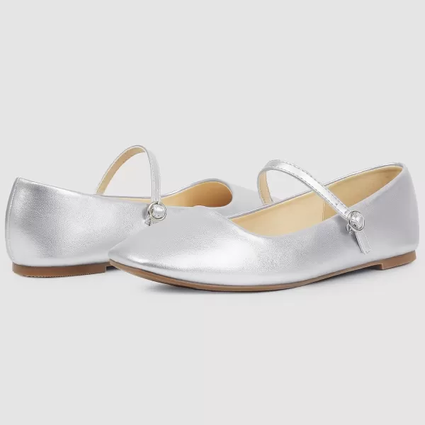 MUSSHOE Womens Ballet Mary Jane Flats Shoes Adjustable Strap Comfortable Square Closed Toe Versatile Chic Footwear with Latex Insole