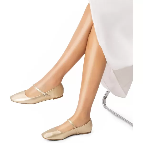 MUSSHOE Womens Ballet Mary Jane Flats Shoes Adjustable Strap Comfortable Square Closed Toe Versatile Chic Footwear with Latex Insole