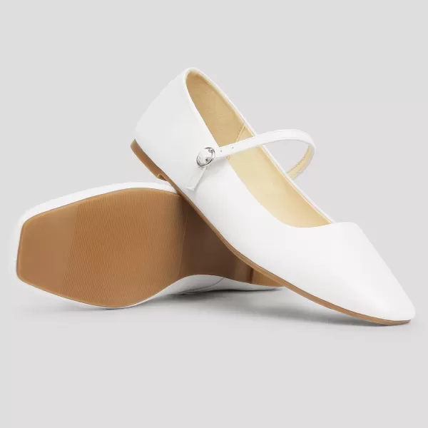 MUSSHOE Womens Ballet Mary Jane Flats Shoes Adjustable Strap Comfortable Square Closed Toe Versatile Chic Footwear with Latex Insole