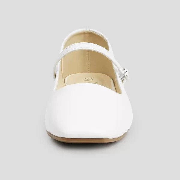 MUSSHOE Womens Ballet Mary Jane Flats Shoes Adjustable Strap Comfortable Square Closed Toe Versatile Chic Footwear with Latex Insole