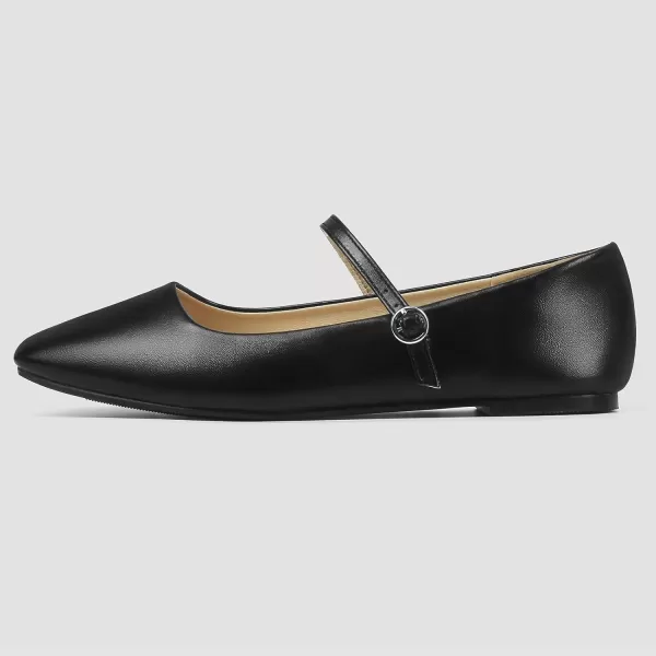 MUSSHOE Womens Ballet Mary Jane Flats Shoes Adjustable Strap Comfortable Square Closed Toe Versatile Chic Footwear with Latex Insole