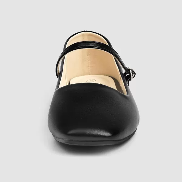 MUSSHOE Womens Ballet Mary Jane Flats Shoes Adjustable Strap Comfortable Square Closed Toe Versatile Chic Footwear with Latex Insole