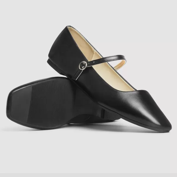 MUSSHOE Womens Ballet Mary Jane Flats Shoes Adjustable Strap Comfortable Square Closed Toe Versatile Chic Footwear with Latex Insole