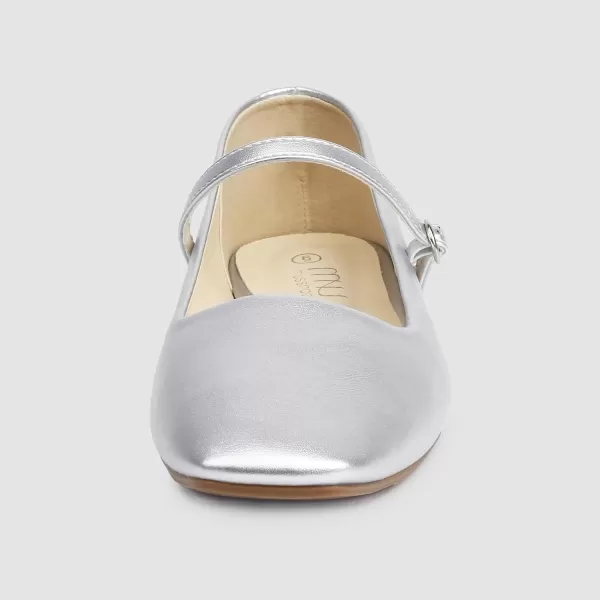 MUSSHOE Womens Ballet Mary Jane Flats Shoes Adjustable Strap Comfortable Square Closed Toe Versatile Chic Footwear with Latex Insole