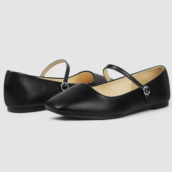 MUSSHOE Womens Ballet Mary Jane Flats Shoes Adjustable Strap Comfortable Square Closed Toe Versatile Chic Footwear with Latex Insole
