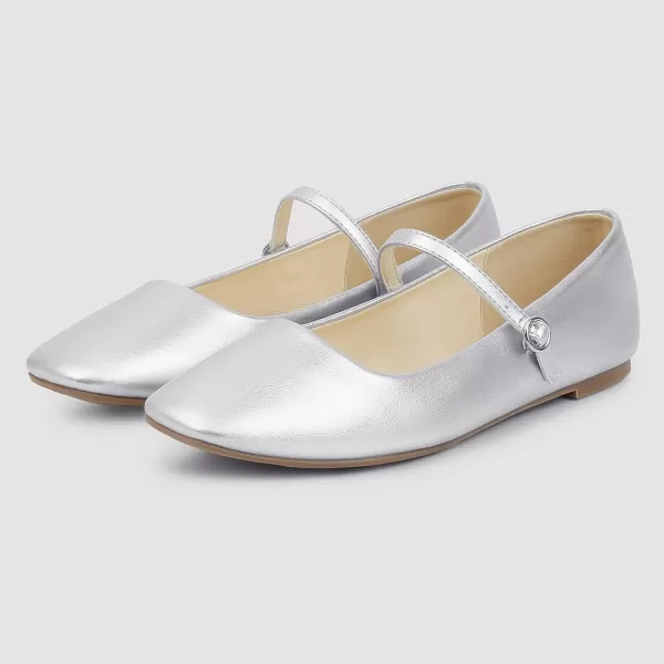 MUSSHOE Womens Ballet Mary Jane Flats Shoes Adjustable Strap Comfortable Square Closed Toe Versatile Chic Footwear with Latex Insole