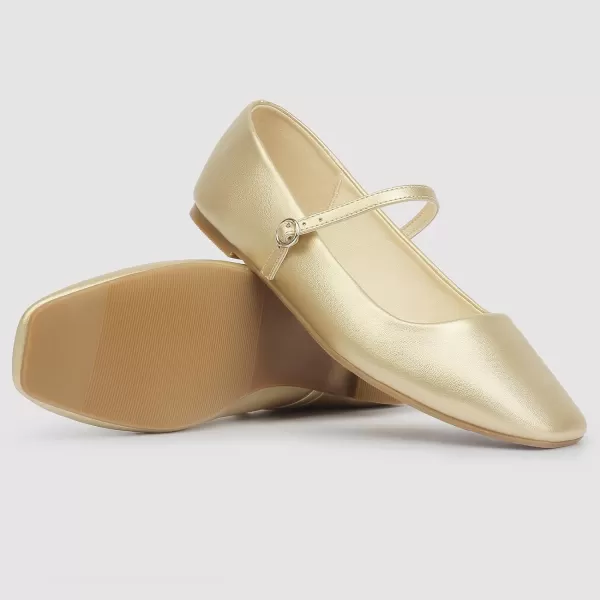 MUSSHOE Womens Ballet Mary Jane Flats Shoes Adjustable Strap Comfortable Square Closed Toe Versatile Chic Footwear with Latex Insole