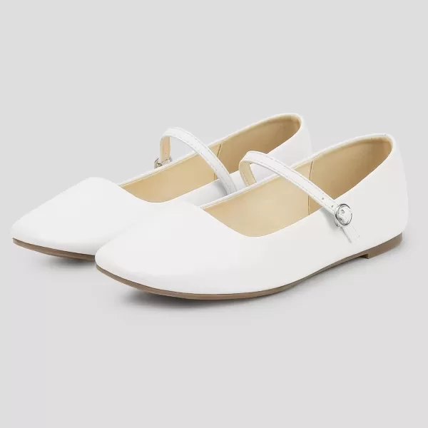 MUSSHOE Womens Ballet Mary Jane Flats Shoes Adjustable Strap Comfortable Square Closed Toe Versatile Chic Footwear with Latex Insole