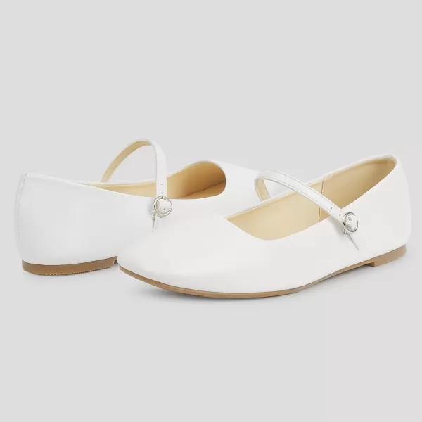 MUSSHOE Womens Ballet Mary Jane Flats Shoes Adjustable Strap Comfortable Square Closed Toe Versatile Chic Footwear with Latex Insole
