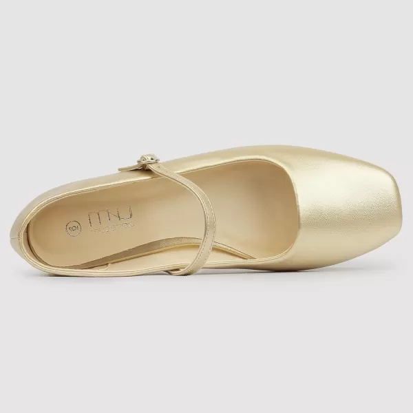 MUSSHOE Womens Ballet Mary Jane Flats Shoes Adjustable Strap Comfortable Square Closed Toe Versatile Chic Footwear with Latex Insole