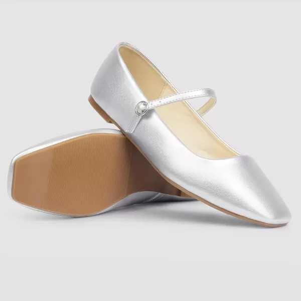 MUSSHOE Womens Ballet Mary Jane Flats Shoes Adjustable Strap Comfortable Square Closed Toe Versatile Chic Footwear with Latex Insole