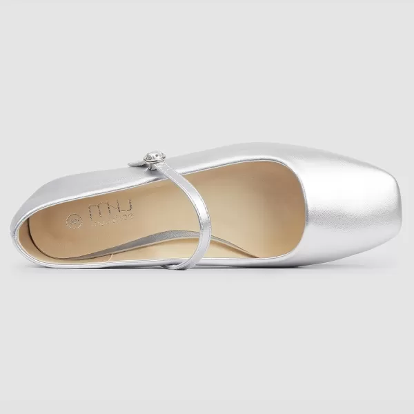 MUSSHOE Womens Ballet Mary Jane Flats Shoes Adjustable Strap Comfortable Square Closed Toe Versatile Chic Footwear with Latex Insole