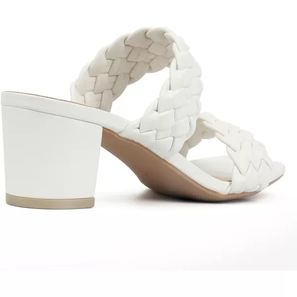 MUSSHOE Women's Braided Heeled Sandals Square Open Toe Heels Strappy Chunky Heels Block Slide Sandals