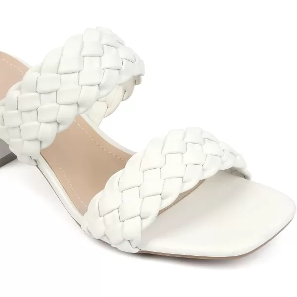 MUSSHOE Women's Braided Heeled Sandals Square Open Toe Heels Strappy Chunky Heels Block Slide Sandals