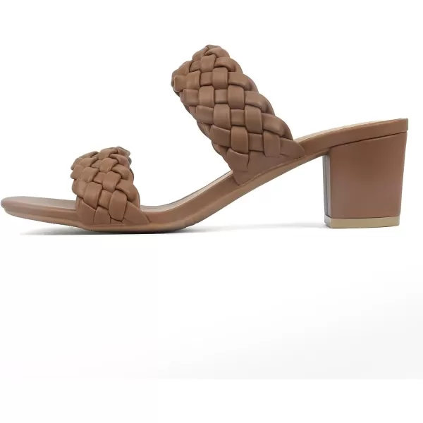 MUSSHOE Women's Braided Heeled Sandals Square Open Toe Heels Strappy Chunky Heels Block Slide Sandals