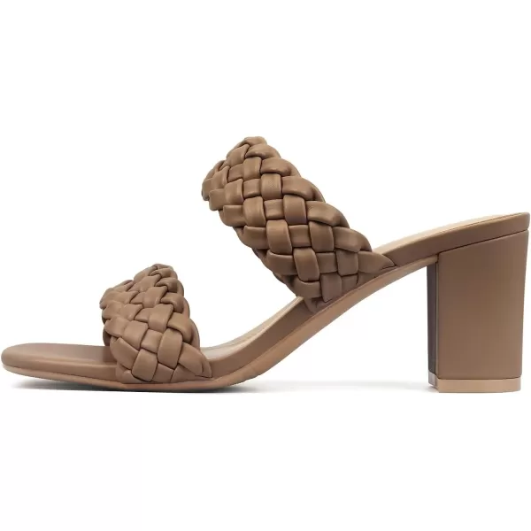 MUSSHOE Women's Braided Heeled Sandals Square Open Toe Heels Strappy Chunky Heels Block Slide Sandals