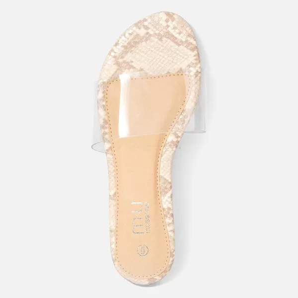 MUSSHOE Women's Clear Flat Sandals Transparent Summer Slide Sandals for Women Dressy