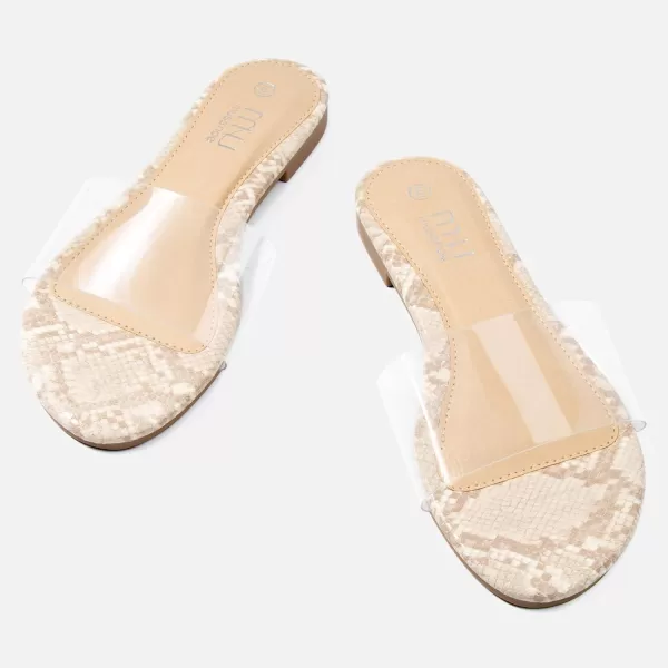 MUSSHOE Women's Clear Flat Sandals Transparent Summer Slide Sandals for Women Dressy