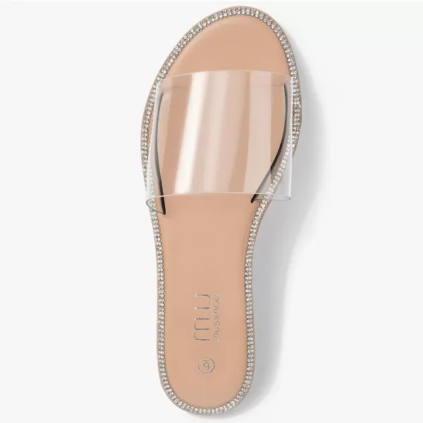 MUSSHOE Women's Clear Flat Sandals Transparent Summer Slide Sandals for Women Dressy