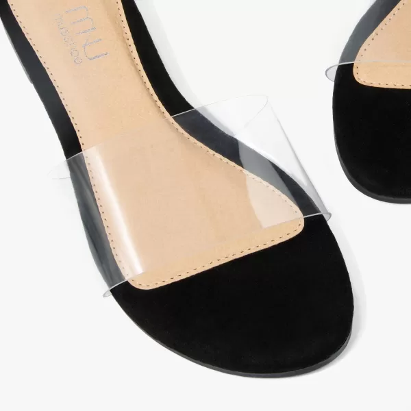 MUSSHOE Women's Clear Flat Sandals Transparent Summer Slide Sandals for Women Dressy