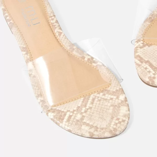MUSSHOE Women's Clear Flat Sandals Transparent Summer Slide Sandals for Women Dressy