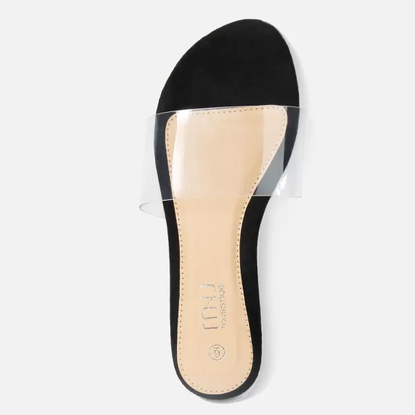 MUSSHOE Women's Clear Flat Sandals Transparent Summer Slide Sandals for Women Dressy