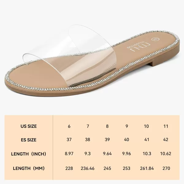 MUSSHOE Women's Clear Flat Sandals Transparent Summer Slide Sandals for Women Dressy