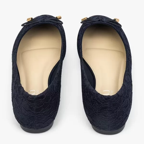 MUSSHOE Women's Flats Comfortable Bowknot Lace Breathable Ballet Flats for Women
