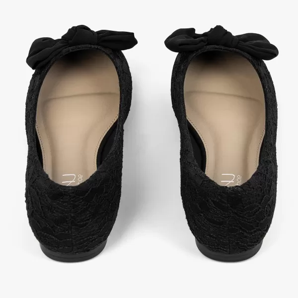MUSSHOE Women's Flats Comfortable Bowknot Lace Breathable Ballet Flats for Women