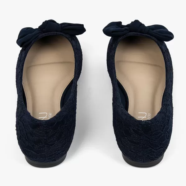 MUSSHOE Women's Flats Comfortable Bowknot Lace Breathable Ballet Flats for Women