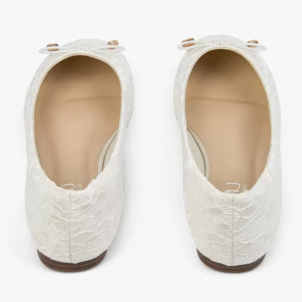 MUSSHOE Women's Flats Comfortable Bowknot Lace Breathable Ballet Flats for Women