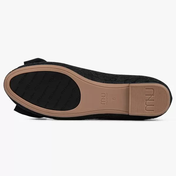 MUSSHOE Women's Flats Comfortable Bowknot Lace Breathable Ballet Flats for Women