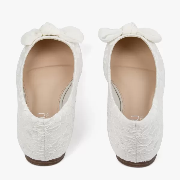 MUSSHOE Women's Flats Comfortable Bowknot Lace Breathable Ballet Flats for Women